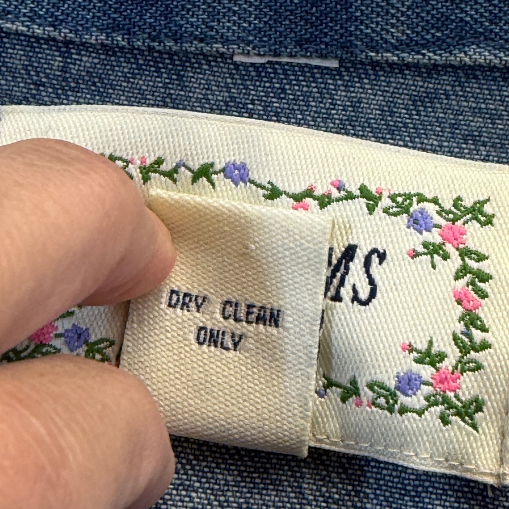 Vintage Tantrums Whimsical Floral Beaded Denim Jacket Womens Large Grannycore - Picture 10 of 11
